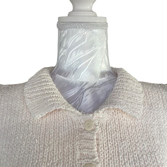 Vintage 90s Ivory Knit Button Down Coquette Cottage Sweater Vest Size Small - Picture 10 of 16